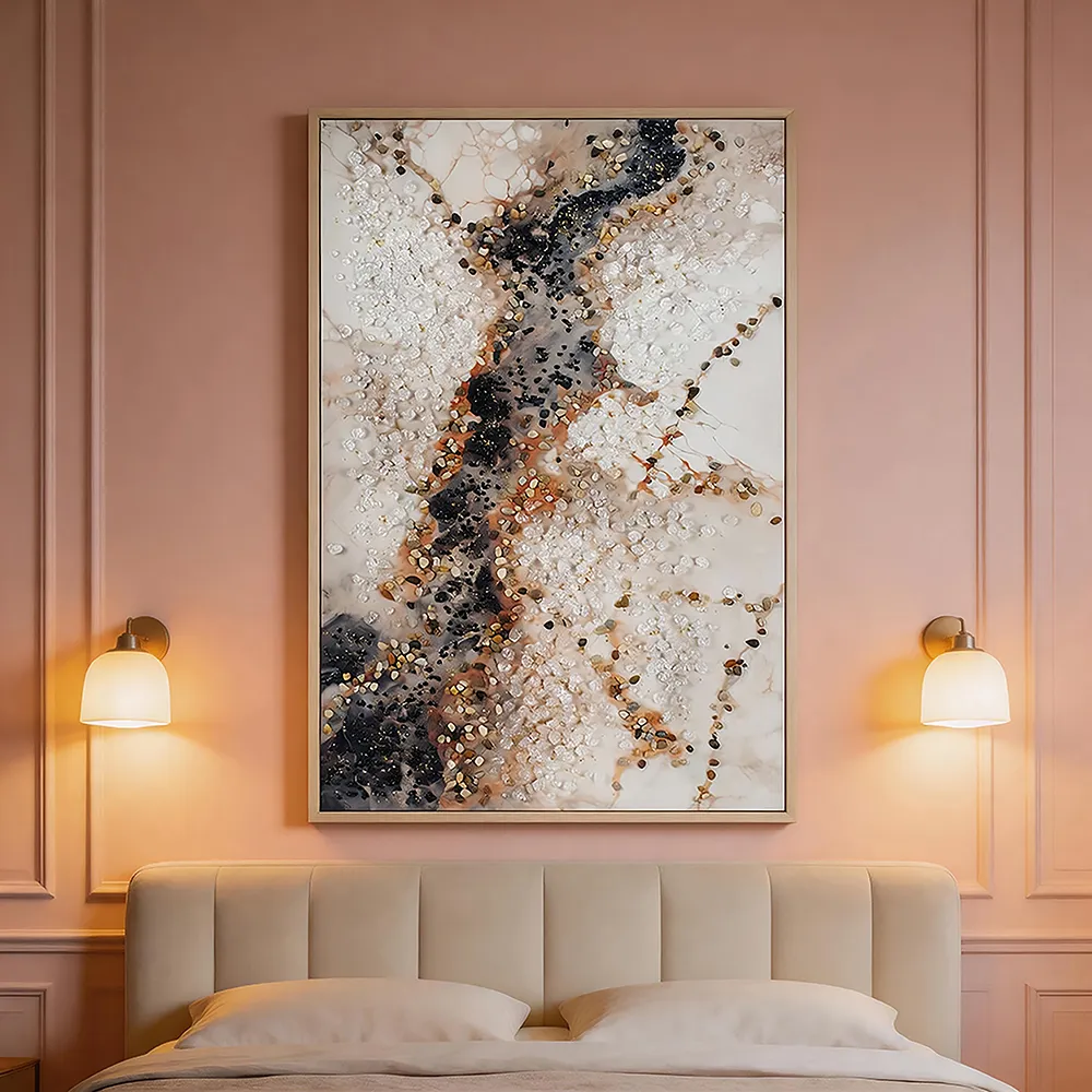 现代轻奢晶瓷肌理抽象装饰画 珠光碎石艺术挂画 玄关客厅软装墙饰
