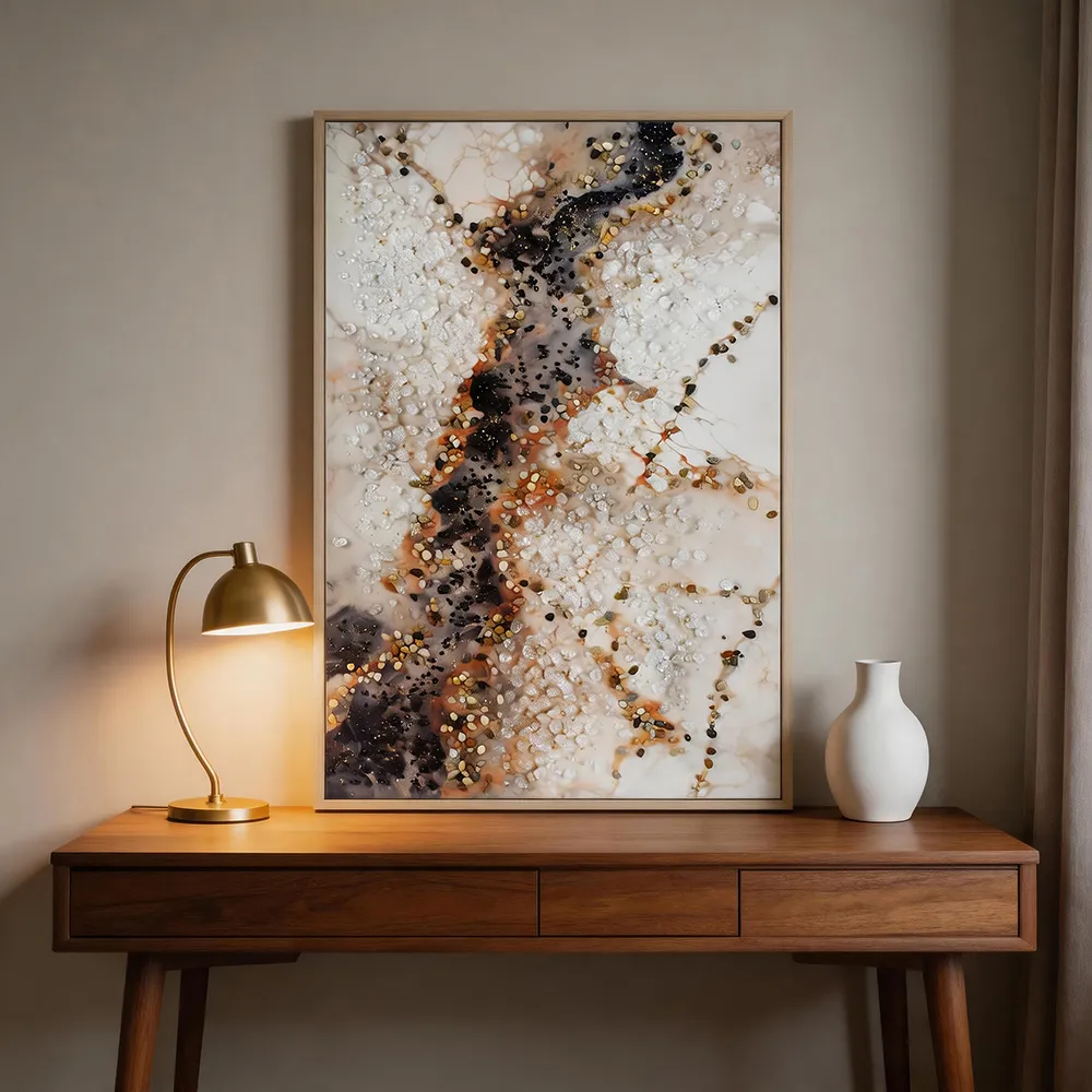 现代轻奢晶瓷肌理抽象装饰画 珠光碎石艺术挂画 玄关客厅软装墙饰