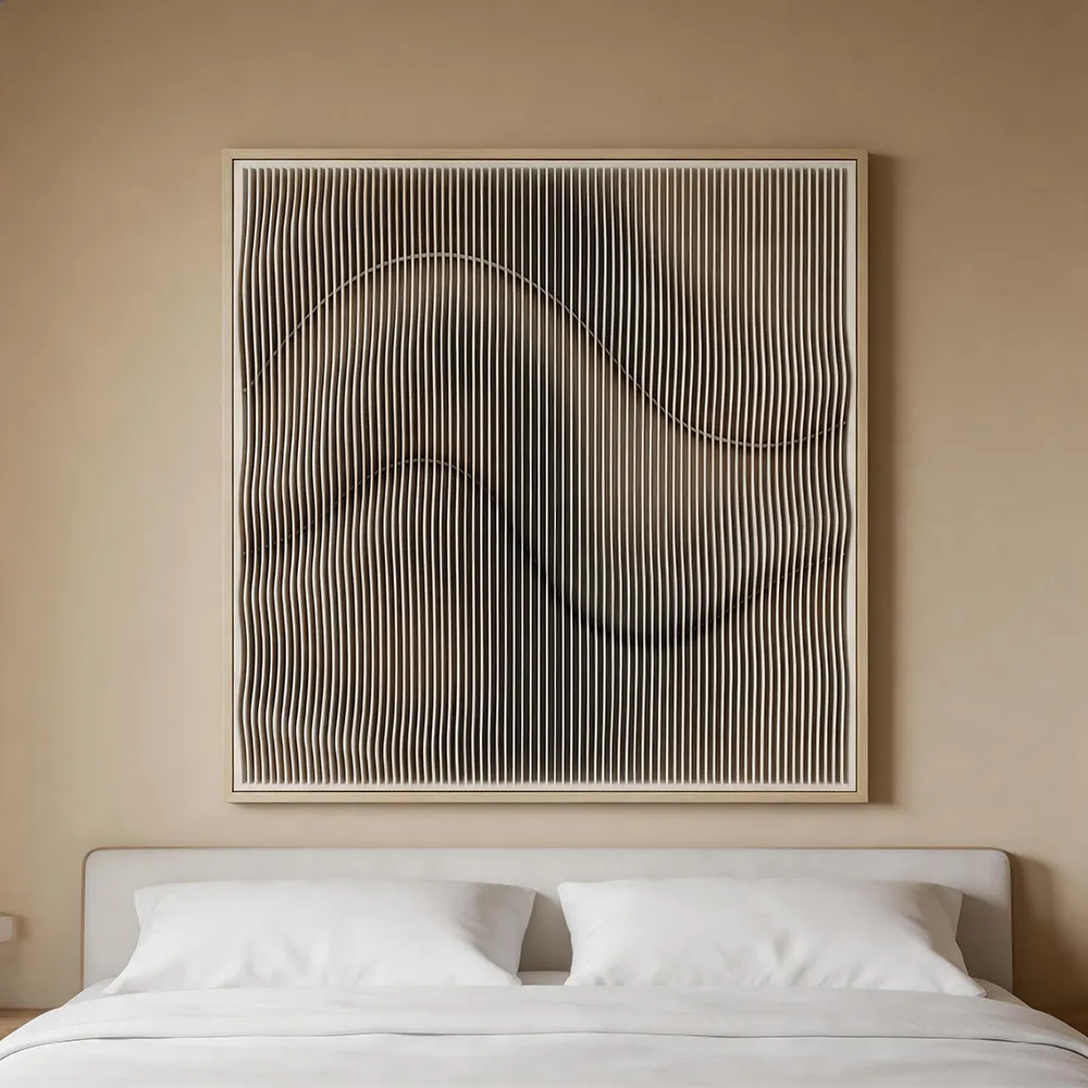 现代极简立体波纹发光抽象装饰画 双拼立体艺术挂画 客厅沙发背景墙软装装饰