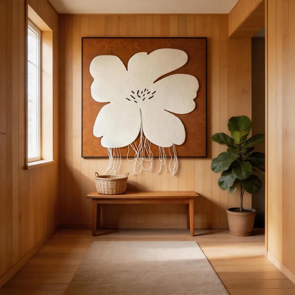 现代轻奢线绳编织装饰画 立体花卉艺术挂画 客厅沙发背景墙壁画