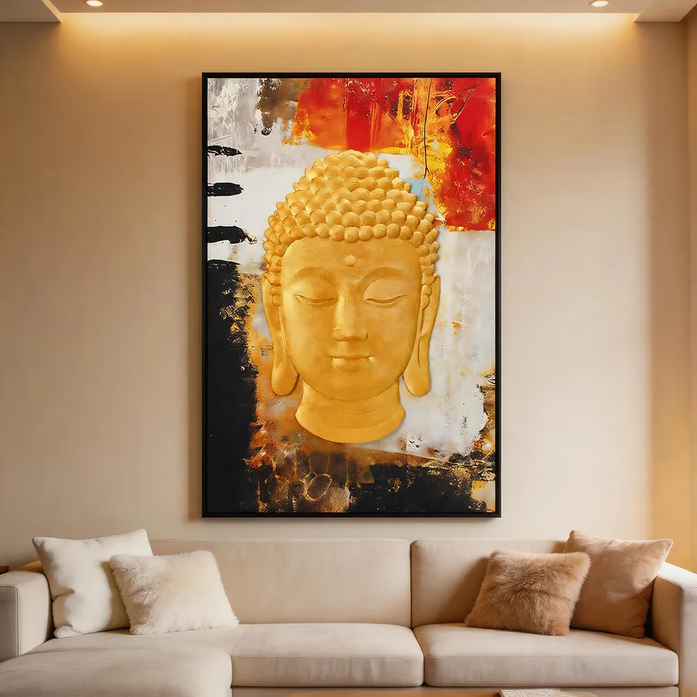 立体佛像浮雕装饰画 手绘肌理综合材料艺术挂画 禅意新中式家居墙饰