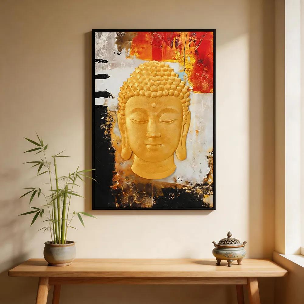 立体佛像浮雕装饰画 手绘肌理综合材料艺术挂画 禅意新中式家居墙饰