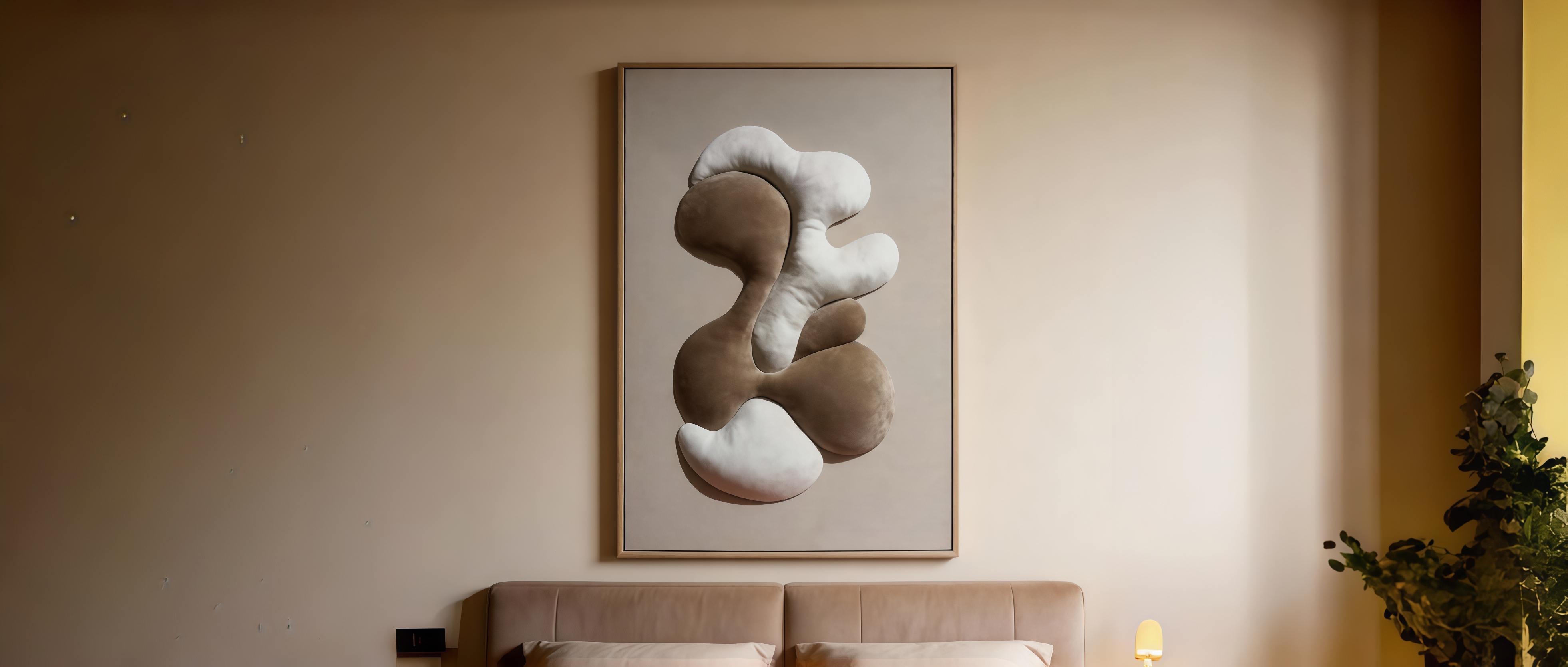 3D 软包抽象立体装饰画｜侘寂风家居软装流行趋势解析